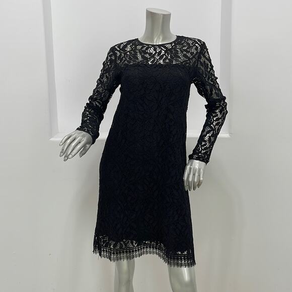 Jenni Kayne Long Sleeve Lace Black Dress - Picture 1 of 11